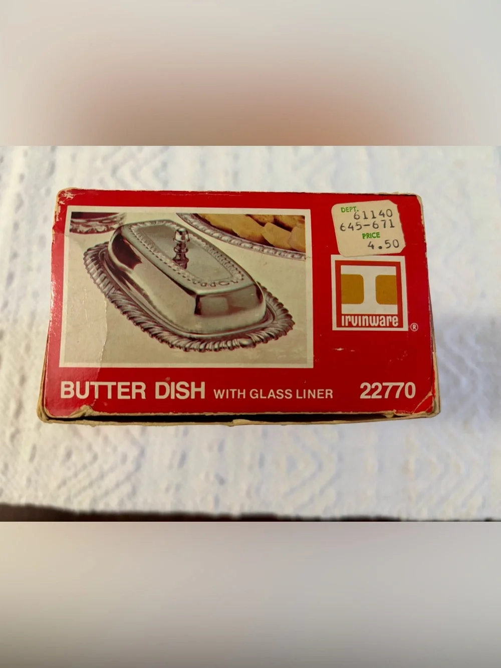 Vintage 1974 Irvinware Butter Dish with glass liner